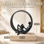 Cast Iron Sculptures Desk Office Decoration, Room or Bedroom table top Decor, Metal Small Decorative Objects Gift Man Reading for Readers, Teachers, Black Home Modern Decor Accents Library Accessories