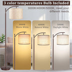 Floor Lamp for Living Room, LED Standing Lamp Tall Industrial Floor Lamp Reading for Bedroom, Office (9W LED Bulb, Beige Lampshade Included) -Oil-Rubbed Bronze