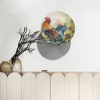 Rooster Decorative Ceramic Plates, 6 Inch, Sunflower Rooster Round Display Plate, Handmade Ceramic Ornament, for Home Kitchen Bedroom Decorative Ornaments