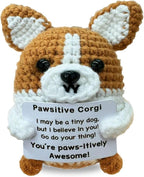 Positive Emotional Support Corgi, Funny Handmade Crochet Corgi for Brother, Valentine's Day Gift