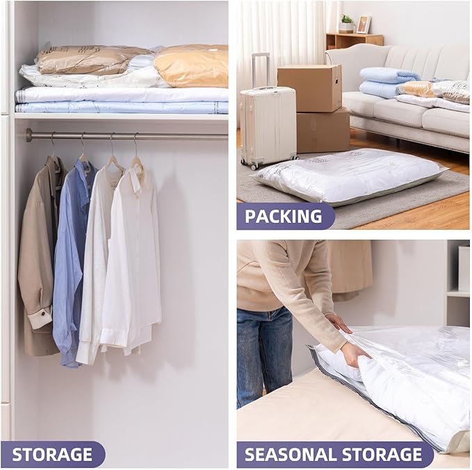 TAILI 6 Pack Vacuum Storage Bags, XXL Jumbo (47x39 Inch), Vacuum Sealed Bags for Comforter and Blankets, Bedding, Clothing, Giant Space Saver Bags for Huge Stuffed Toy