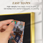 Linen Bulletin Board 24" x 18", Black Fabric Pin Board with Gold Aluminum Frame, Decorative Vision Board for Home Office, Bedroom & Dorm Wall Decor, Includes 10 Push Pins