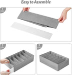 4 Packs T-shirt Drawer Organizers for Clothing,6 Grids Compartment Wardrobe Storage Box, Washable Clothes Organizer for Folded Clothes, T-shirt, Legging, Silk Scarve