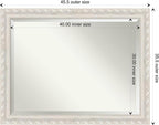 Amanti Art White Wall Mirror 36x46 Opera Off White Rectangle Bathroom Mirror for Wall Decor Living Room, X-Large Traditional Wood Frame, Hangs Horizonally and Vertically, Bathroom Decor, Beveled Edge