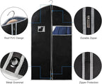 Syeeiex 40" Suit Bag, Set of 5 Garment Bags for Hanging Clothes, Suit Bags for Closet Storage, Garment Bags for Storage Suits,T-shirts, Jackets and Coats(Black & Grey)