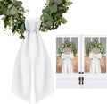 2 Pcs White Wreath Sash for Front Door Linen Wreath Ribbon Bow for Yard Porch Garland Home Decor