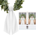 2 Pcs White Wreath Sash for Front Door Linen Wreath Ribbon Bow for Yard Porch Garland Home Decor
