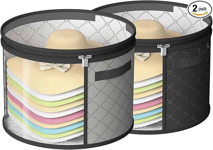 STARGAZ Hat Boxes For Women Storage - This Oversized Clear Hat Storage Bag can hold 9 hats,suitable for cowboy hats,suitable for travel and daily hat organizer for closet(Gray and Black)