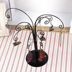 10.6 inch Ornament Tree Display Stand Rotating Decor, Decorative Black Metal Tabletop Display Stand Features Multiple Hooks, Display Rack for Ornaments Glass Globes Balls and Small Craft Items (2PCS)