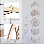 Jetec 5 Pcs Moon Phase Wall Art Decor Wall Pediments Hanging Wooden Phase Spiritual Bedroom Nordic Boho Lunar Aesthetic Art for Living Room Dorm Apartment Ornament(Retro Color,15.75 Inch,Botanical)