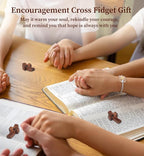 50Pcs Wooden Cross Bulk Worry Cross with Organza Gift Bags Handcrafted Solid Walnut Pocket Cross My Heart Prayer Stress Relief Christian Faith Encouragement Gifts for Church Easter Religious Sharing