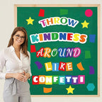 Classroom Bulletin Board Decoration Set Wall or Door Kindness Decor Colorful Confetti Classroom Decorations for Kindergarten PreSchool Elementary and Middle School(Throw Kindness Like Confetti)