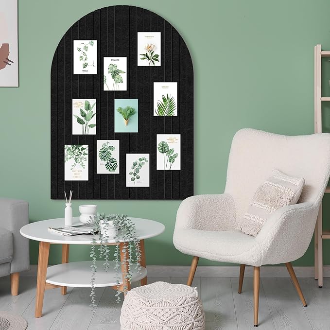 Large Cork Board for Wall & Office Decor, 48" x 36" Arched Felt Bulletin Board Pin Board Vision Board with 30 Pins – 12 Customizable Wall Tiles for Office Home Bedroom,Photo & Picture Display