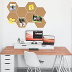 8Pcs Hexagon Felt Cork Board Tiles, Self Adhesive DIY Bulletin Board Pin Board for Office School Home Wall Decor Stickers Memos Photos Display (Deep Camel)
