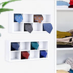 Tie Rack, Bamboo Wall Mounted Tie Box or for Closet Drawer Organizer, 2 Pack 16 Compartments, Storage for Dressing Room, Bedroom, Men Closets - Ties, Belt, Briefs, Socks