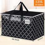 HomeHacks Heavy Duty Moving Bags with Tag Pockets, Collapsible Storage Totes for Moving, Camping & Travel -Foldable Packing Boxes, Zipper Handles, Black（2 Packs, 125L）