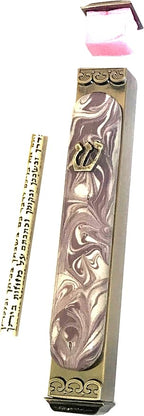 Mezuzah, Easy Mount, Art Glass on Metal Case *Gift Box and Non-Kosher Scroll Included* (Grape)