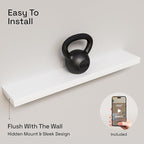 BAOBAB WORKSHOP Solid Wood Floating Shelves for Wall 36 Inches Long, Heavy Duty Wall Shelf for Bedroom 36 Inch Large, Real Wooden Bathroom Shelf Kitchen Rustic, White Finish, 36W × 6.7D, Set of 2