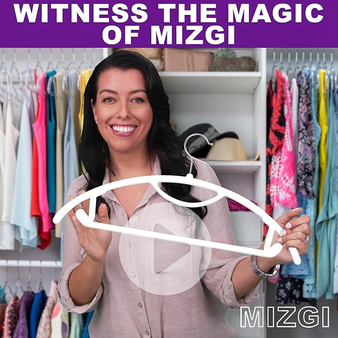 MIZGI Premium Velvet Hangers 50-Pack,No Shoulder Bump Hangers W/Tie Bar Ultra Thin Space Saving Non Slip Hanger Heavy Duty Felt Rounded Clothes Hanger for Sweaters,Coat,Jackets,Pants,Shirts