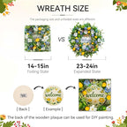 Spring Summer Wreaths for Front Door 24 Inch,Summer Wreath with Artificial Lemon,Daisy,Hydrangea & Lotus Pods,Door Wreath for Indoor Outdoor Farmhouse Home Decor