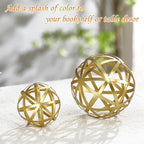 Gold Decorative Sphere, Metal Coffee Table Decor Sculpture, Modern Home Decor Accent for Tabletop, Centerpiece, Shelf Display- Elegant Metal Sphere Decor with Luxury Golden Finish