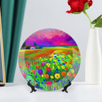 Decorative Plates, A Vibrant Wildflower Field Display Plate for Home Office Kitchen Table Decor Porcelain Plates 8 Inch, Birthday Gifts