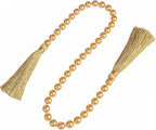 34 Inch Pearl Glass Bead Garland with Tassels - Elegant Boho Table Decor, Fringe Wall Hanging for Wedding, Party, Farmhouse Rustic Prayer Bead Home Decoration(1 Pack,Gold)