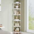 Hzuaneri Corner Shelf Stand, Corner Bookshelf, Storage Standing Shelf Unit with Metal Frame, Plant Stand, Bookcase for Living Room, Home Office, Bedroom, 6-Tier White CS06013W