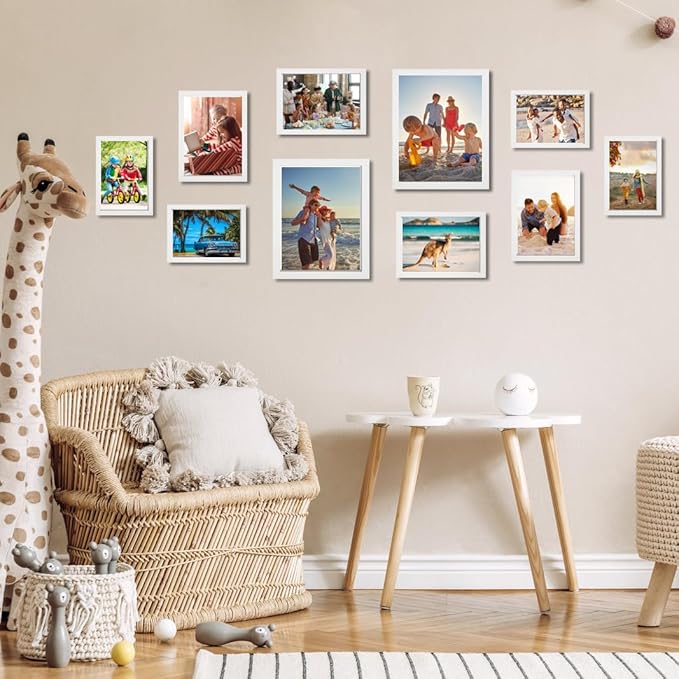 KTKDE A4 Picture Frame Set of 3,White Wooden Photo Frame for Certificate Poster and Photo, Horizontal or Vertical Formats 8.3x11.7 Frame with Shatter Resistant Plexiglass Home Decor best gift