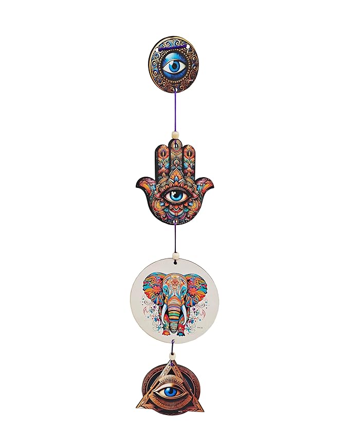 Decorative Bird Mobile Wall Hanging, Colorful Swallow Design with Flowers, Traditional Tattoo Style Art (Elephant_Hanging_D_1)
