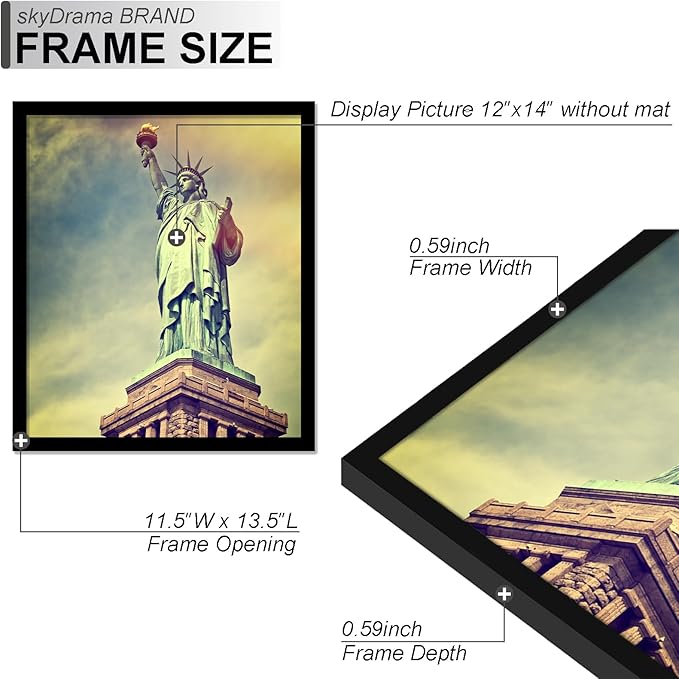 100% Solid Wood 12x14 Picture Frame Set of 3, Black Frame for 12 x 14 Inch Picture Poster Photo, Light Weight 12 by 14 HQ Matte Black Frame for Wall - 3 Pack/Black/12 x14