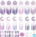 INFUNLY 12 Set DIY Mini Dream Catcher Small Galaxy Beaded Dreamcatcher Black Purple DIY Dream Catcher Making Kit Mini Dream Catcher Kit with Instruction for Car Mirror Ornament Home Birthday Decor