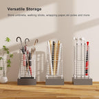 AWTATOS Umbrella Holder Entryway, Umbrella Stand Freestanding, Metal Square Umbrella Rack Organizer with a Removable Drip Tray, Hooks, White