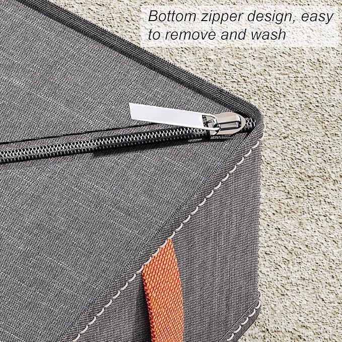 3pack Wardrobe Clothes Organizer，Foldable Underwear Storage Box Fabric Storage Bin with Divider for Socks Bra Clothes Underwear Organizer Drawer Multifunctional Household Box (Dark gray)