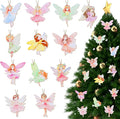 Cheereveal 24pcs Wooden Hanging Ornaments for Christmas Tree, Colorful Fairy Pendant Embellishments DIY Crafts for Door Wall Room Decor, Wood Decorations Supplies