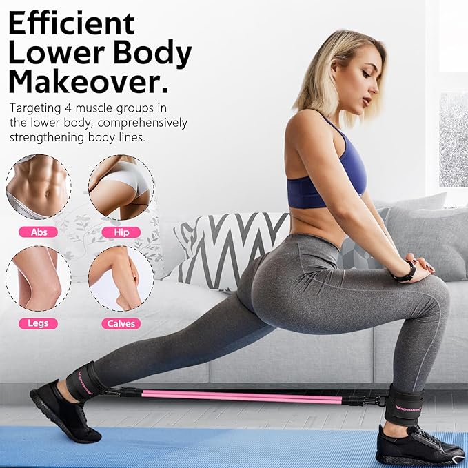 Ankle Resistance Bands with Cuffs, Ankle Bands for Working Out, Ankle Resistance Band for Legs and Glutes Workout Equipment, Butt Exercise Equipment for Women