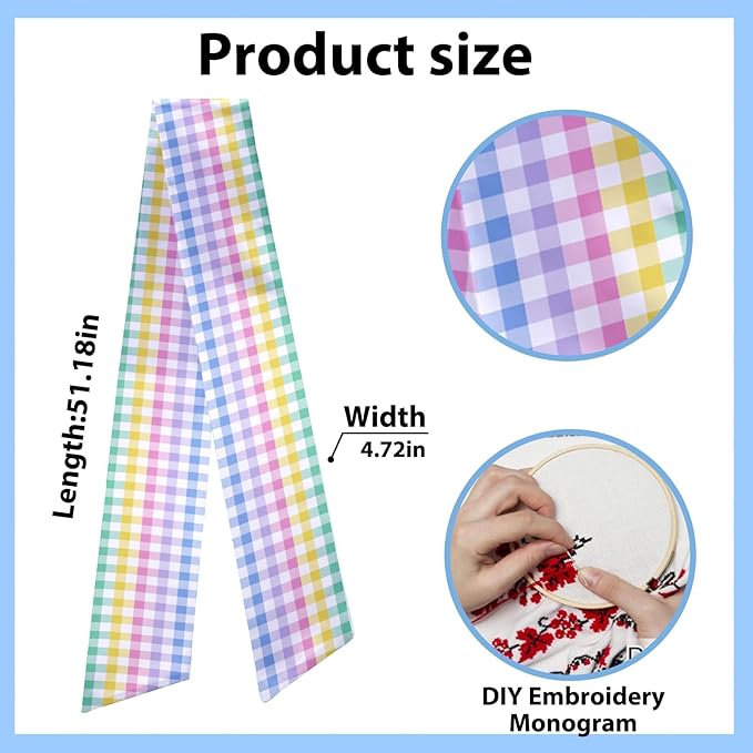 Baby Shower Wreath Sash for Front Door, Colorful Seersucker Sash Rainbow Buffalo Plaid Wreath Accessories for Home Wedding Birthday Decorations