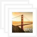 20x20 Picture Frame 3 Pack - White Poster Frame Display Pictures 16x16 with Mat or 20 x 20 Without Mat for Wall Hanging Horizontal and Vertical