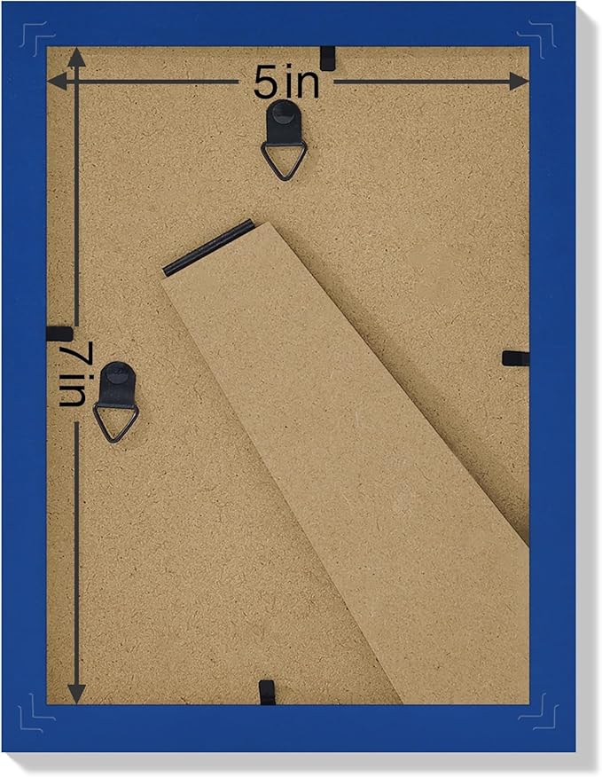 Vittanly 5x7 Picture Frames Set of 9, Shatter Resistant Plexiglass, Display 4x6 Pictures with Mat or 5x7 without Mat, Photo Frames for Wall or Tabletop, Engineered Wood, Blue