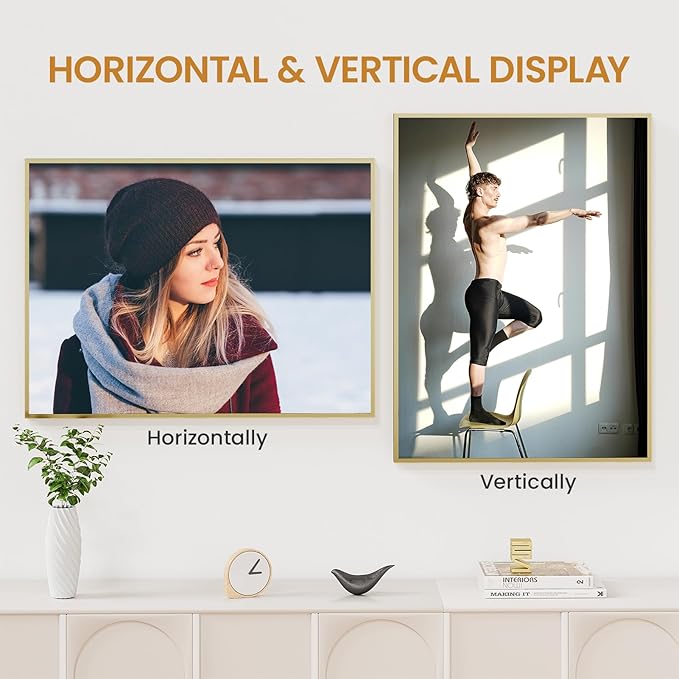 20x27 Aluminum Metal Picture Frame,Tempered Glass Gold Photo Frame 20x27 for Family Photo,Posters,Art,Document to Wall Mount Horizontally or Vertically