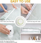 Vacuum Storage Bags with Electric Air Pump, 15 Pack (5 Jumbo, 5 Large, 5 Medium) Space Saver Bag, Space Saver Bag, Vacuum Sealer Bags for Clothes, Blanket, Duvets, Pillows, Comforters,Travel