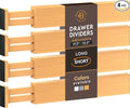 Bambüsi 4-Pack Bamboo Drawer Dividers - 2.6" High, 12.5"-17" Adjustable Drawer Organizers for Clothes, Expandable Dresser Separators in Bedroom/Bathroom/Kitchen/Office Organization and Storage
