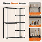 OLIXIS Portable Wardrobe Closet with Hanging Rods, 49 Inch Portable Clothing Rack with Shelves, Heavy Duty Clothes Rack, Freestanding Closet Organizer, 49" L x 15.7" W x 71.65" H