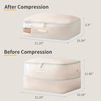 DIMJ Comforter Storage Bag - Ultra Space Saving Self Compression Organize for Duvet, Pillow, Bedding, Blanket Storage Organizer Nylon Compression Bags Large Capacity, Sheet Storage with Zipper, 4 Pack