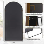 Antok 78" x 38" Full Length Mirror, Floor Mirror Arched Window Decorative Mirror, Metal Framed Decor Farmhouse Floor Mirrors Art Pane Mirrors Wall Decor for Bedroom, Living Room, Entryway Black