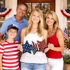 Wooden 4th of July Decorations Patriotic Wreaths for Front Door Independence Day Decorations Star Sign Welcome Memorial Day Hanging for Home Wall Decor Outdoor Indoor Red White and Blue Wreath 5