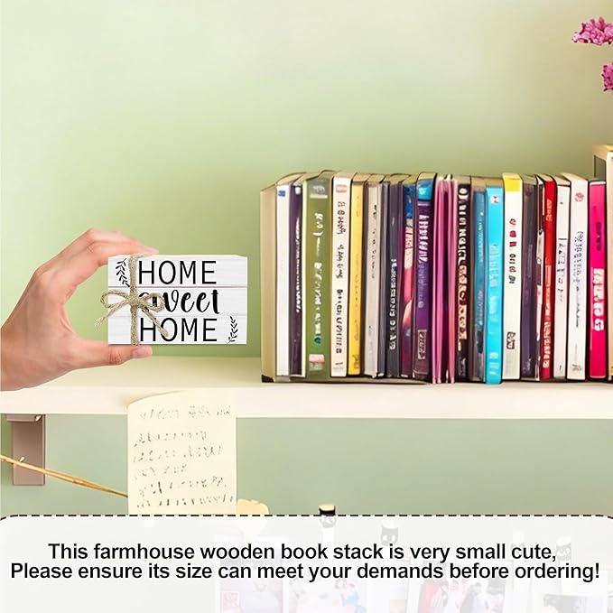 Mini Decorative Books for Home Decor, Small Rustic Wood Book Stack for Table Decor, Home Sweet Home Books for Living Room Bookshelf, Farmhouse Stacked Book Decorations (L32)