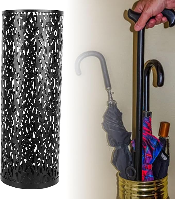 Umbrella Stand Rack for Entryway Metal Hollowed Freestanding Round Umbrella Holder Organizer Bin for Home Hotel Office Decor (Small)