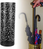 Umbrella Stand Rack for Entryway Metal Hollowed Freestanding Round Umbrella Holder Organizer Bin for Home Hotel Office Decor (Small)