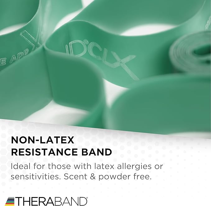 THERABAND CLX Resistance Band with Loops, 5-Foot Non-Latex Exercise Band for Mobility, Rehab, Stretching & Home Workouts, Color-Coded Resistance Levels